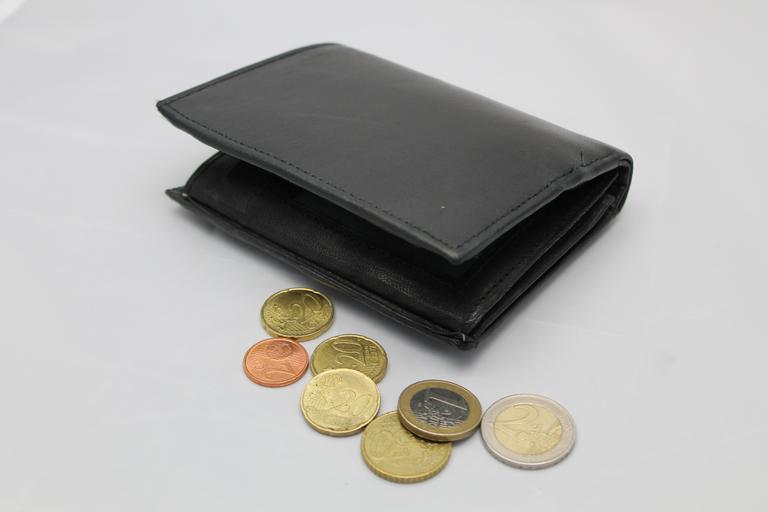 peněženka s mincemi